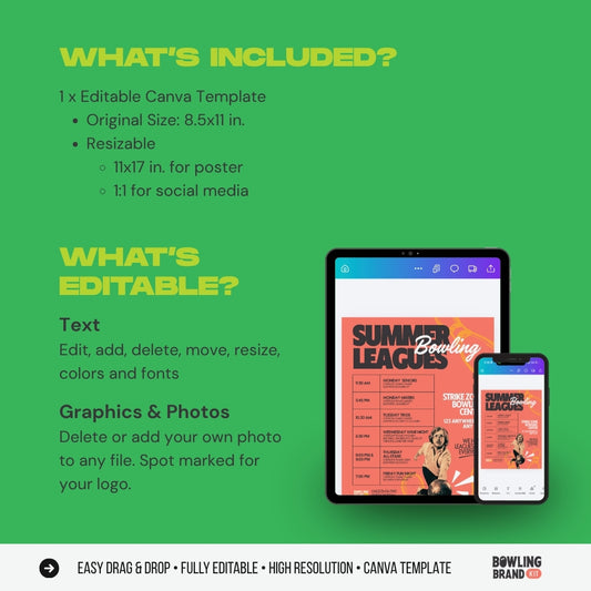 Bowling League Flyer Template (Canva Template)